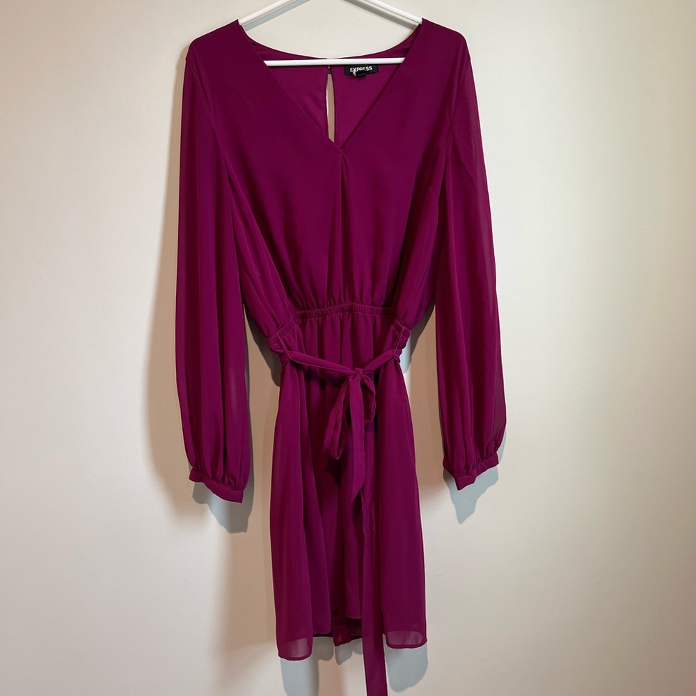 Express Purple Long Sleeve Sundress for Cocktail
